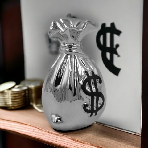 Skarbonka SAKIEWKA DOLAR ceramiczna lustrzana otwierana Skarbonka SAKIEWKA DOLAR ceramiczna lustrzana otwierana