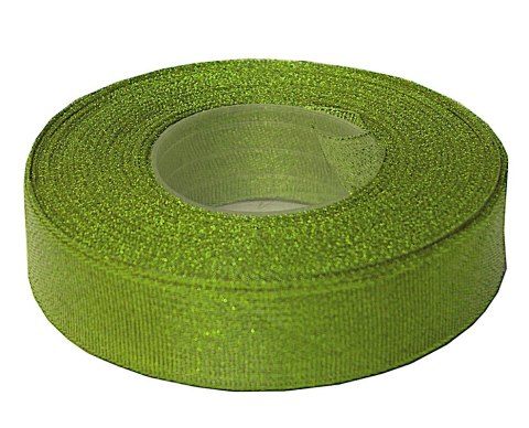 Tasiemka wstążka brokatowa 25mm x 32m zielono złota Tasiemka wstążka brokatowa 25mm x 32m zielono złota