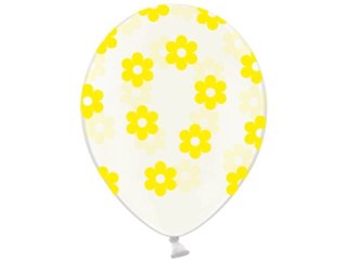 Balony 30cm Kwiatki Crystal Clear 5szt