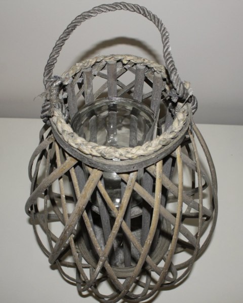 Lampion latarnia drewniana 42cm styl boho