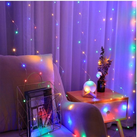 Kurtyna lampki świąteczne 300 LED 3x3m USB multikolor pilot Kurtyna lampki świąteczne 300 LED 3x3m USB multikolor pilot