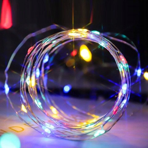 Lampki choinkowe USB druciki dekoracja 50 LED 5m multikolor