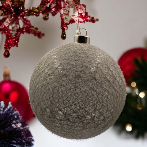 Bombka zawieszka cotton ball lampka LED 16cm ciemno-szara Bombka zawieszka cotton ball lampka LED 16cm ciemno-szara