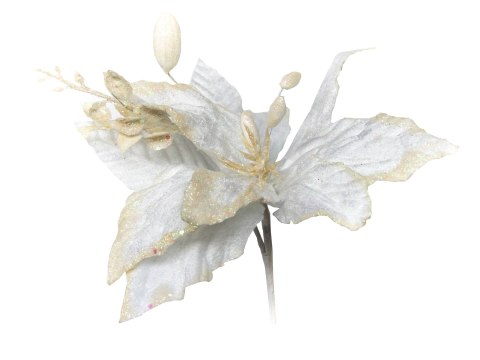 Świąteczny Kwiat 25cm Biały