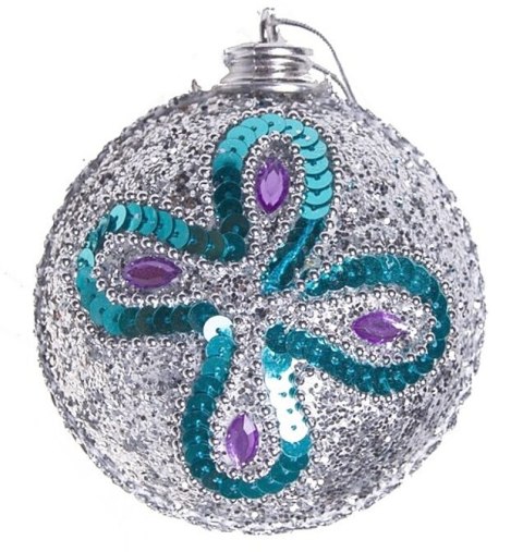 Bombki choinkowe ozdoby świąteczne 9.5cm 2szt srebrny brokat