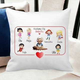 Poduszka z nadrukiem prezent DZIEŃ BABCI personalizacja imiona wnuków #