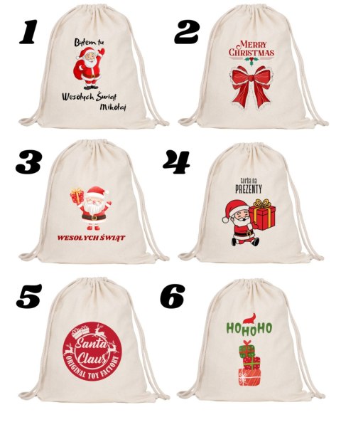 Świąteczny worek na prezenty mikołajki Boże Narodzenie eko plecak 42x34