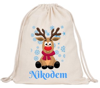 WOREK NA BUTY KAPCIE PLECAK MOCNY PREMIUM Z IMIENIEM MIKOŁAJKI ŚWIĘTA #