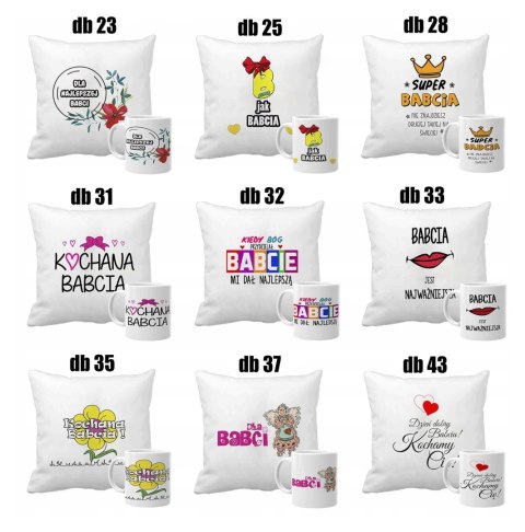 Zestaw 2 poduszki 2 kubki z nadrukiem prezent Dzień Dziadka i Babci wzory Zestaw 2 poduszki 2 kubki z nadrukiem prezent Dzień Dziadka i Babci wzory