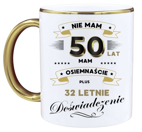 Kubek premium na 50 urodziny śmieszny prezent