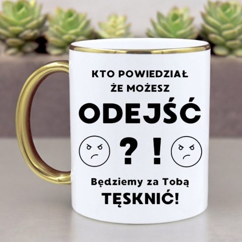 Kubek premium na pożegnanie koleżanki kolegi z pracy śmieszny prezent