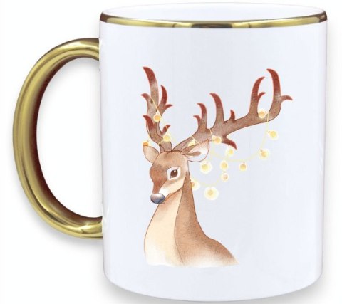 Kubek premium prezent świąteczny Boże Narodzenie mikołajki biało-złoty