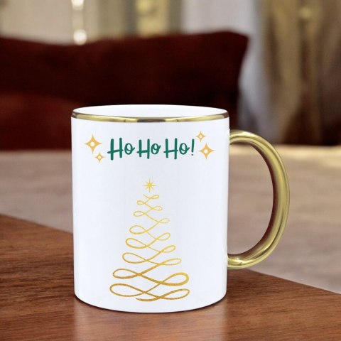 Kubek premium prezent świąteczny Boże Narodzenie mikołajki biało-złoty