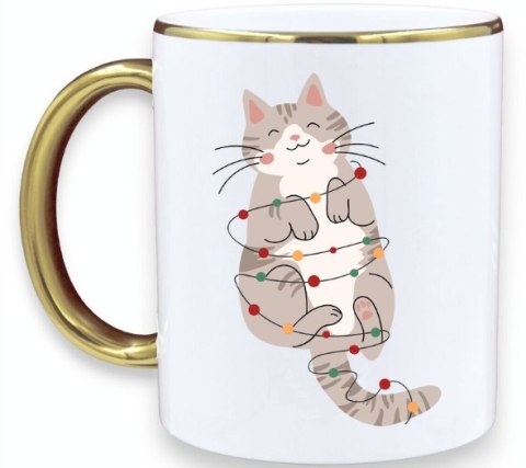 Kubek premium prezent świąteczny Boże Narodzenie mikołajki biało-złoty