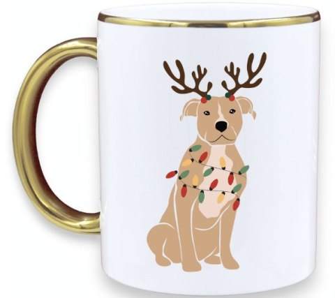 Kubek premium prezent świąteczny Boże Narodzenie mikołajki biało-złoty