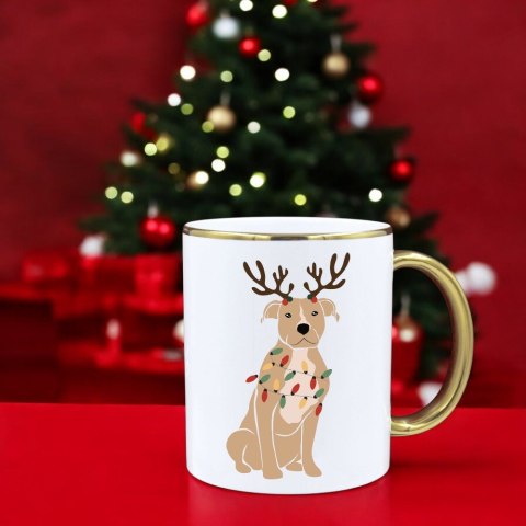 Kubek premium prezent świąteczny Boże Narodzenie mikołajki biało-złoty