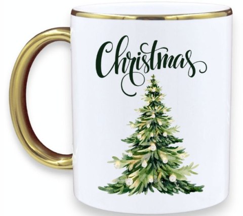 Kubek premium prezent świąteczny Boże Narodzenie mikołajki biało-złoty