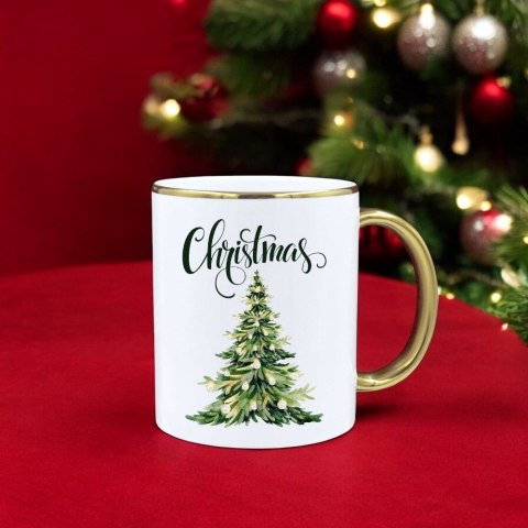 Kubek premium prezent świąteczny Boże Narodzenie mikołajki biało-złoty