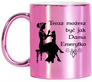KUBEK RÓŻOWY PREMIUM DLA EMERYTKI EMERYTURA POŻEGNANIE Z PRACY