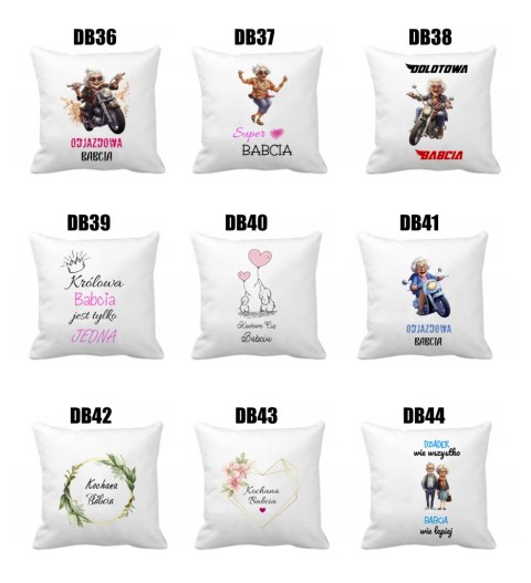 Poszewka na poduszkę z nadrukiem prezent Dzień Babci różne wzory babcia