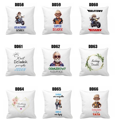 Poszewka na poduszkę z nadrukiem prezent Dzień Dziadka różne wzory dziadek