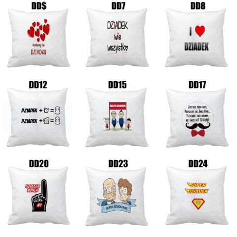 Poszewka na poduszkę z nadrukiem prezent Dzień Dziadka różne wzory dziadek