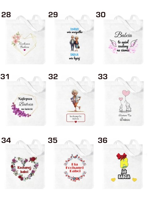 Torba z nadrukiem prezent Dzień Babci różne wzory babcia