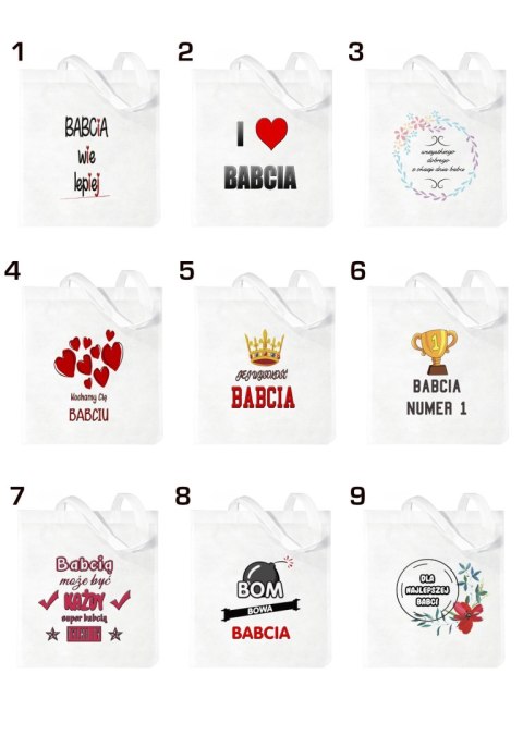 Torba z nadrukiem prezent Dzień Babci różne wzory babcia