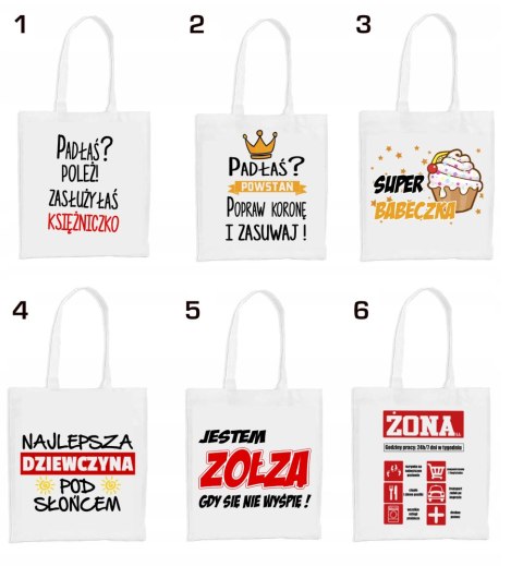 Torba z nadrukiem prezent Dzień Kobiet dla koleżanki dziewczyny mamy wzory