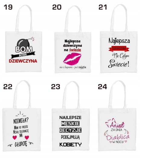 Torba z nadrukiem prezent Dzień Kobiet dla koleżanki dziewczyny mamy wzory