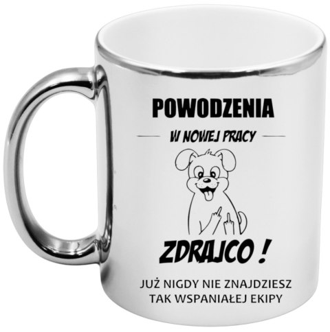 Kubek srebrny na pożegnanie koleżanki kolegi z pracy śmieszny prezent