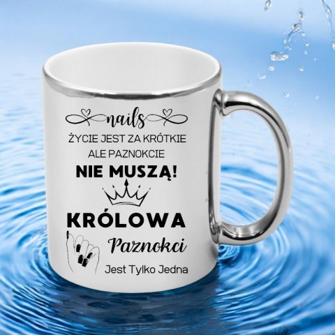 Kubek srebrny premium dla kosmetyczki stylistki paznokci śmieszny prezent