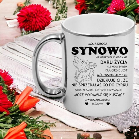 Kubek srebrny premium dla synowej urodziny imieniny śmieszny prezent