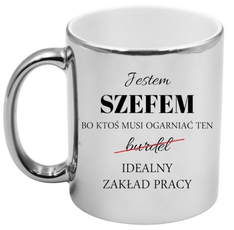 Kubek srebrny premium dla szefa urodziny imieniny śmieszny prezent