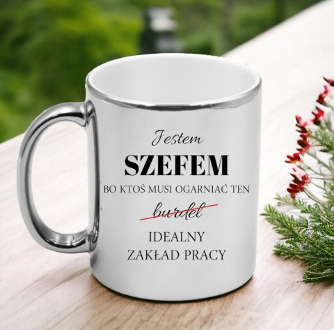 Kubek srebrny premium dla szefa urodziny imieniny śmieszny prezent