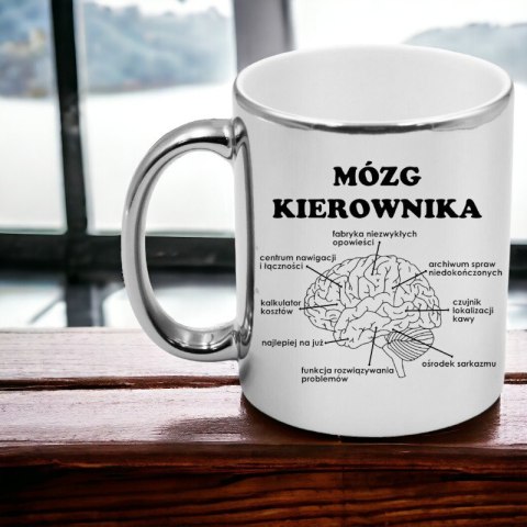 Kubek srebrny premium mózg kierownika śmieszny prezent dla szefa