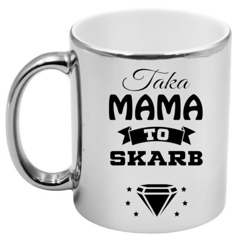 Kubek srebrny premium z nadrukiem dla mamy prezent Dzień Matki