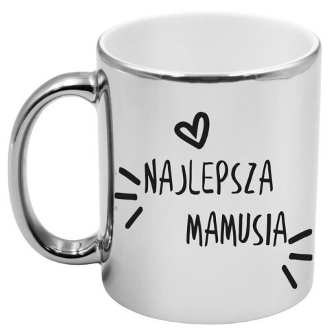 Kubek srebrny premium z nadrukiem dla mamy prezent Dzień Matki