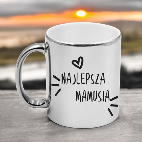 Kubek srebrny premium z nadrukiem dla mamy prezent Dzień Matki