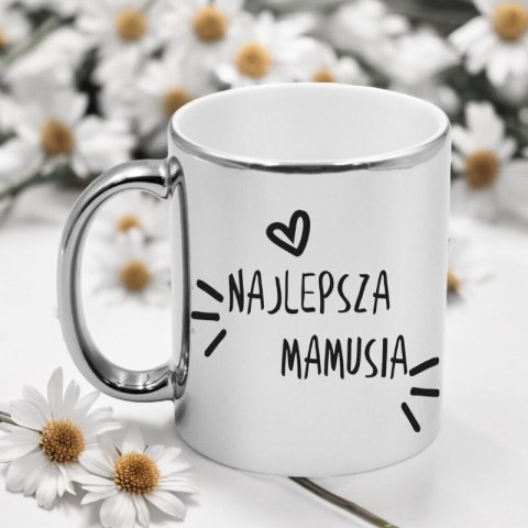 Kubek srebrny premium z nadrukiem dla mamy prezent Dzień Matki
