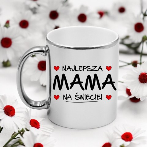 Kubek srebrny premium z nadrukiem dla mamy prezent Dzień Matki
