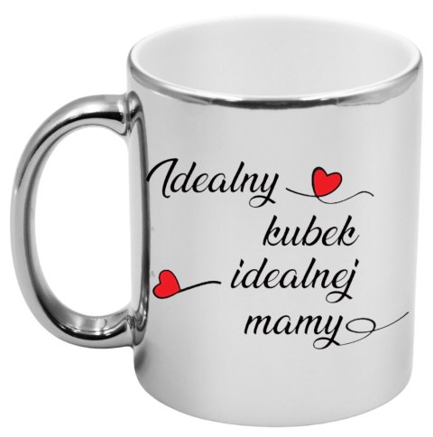 Kubek srebrny premium z nadrukiem dla mamy prezent Dzień Matki
