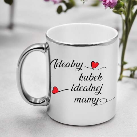 Kubek srebrny premium z nadrukiem dla mamy prezent Dzień Matki