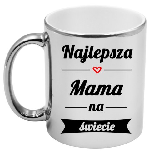 Kubek srebrny premium z nadrukiem dla mamy prezent Dzień Matki