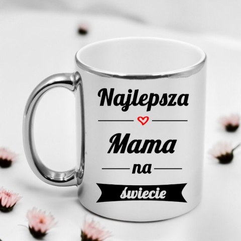 Kubek srebrny premium z nadrukiem dla mamy prezent Dzień Matki