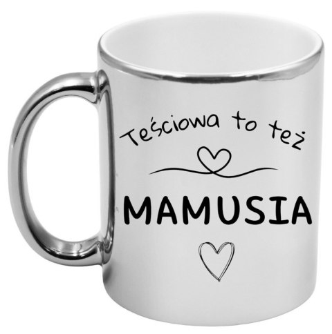 Kubek srebrny premium z nadrukiem dla mamy teściowej prezent Dzień Matki