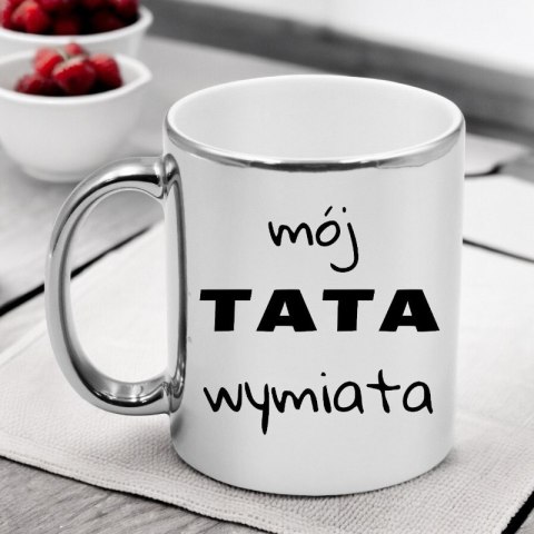 Kubek srebrny premium z nadrukiem dla taty prezent Dzień Ojca tata