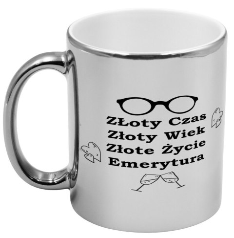 Kubek srebrny prezent dla emeryta emerytki pożegnanie w pracy urodziny