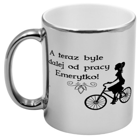 Kubek srebrny prezent dla emeryta emerytki pożegnanie w pracy urodziny