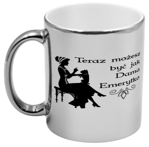 Kubek srebrny prezent dla emeryta emerytki pożegnanie w pracy urodziny